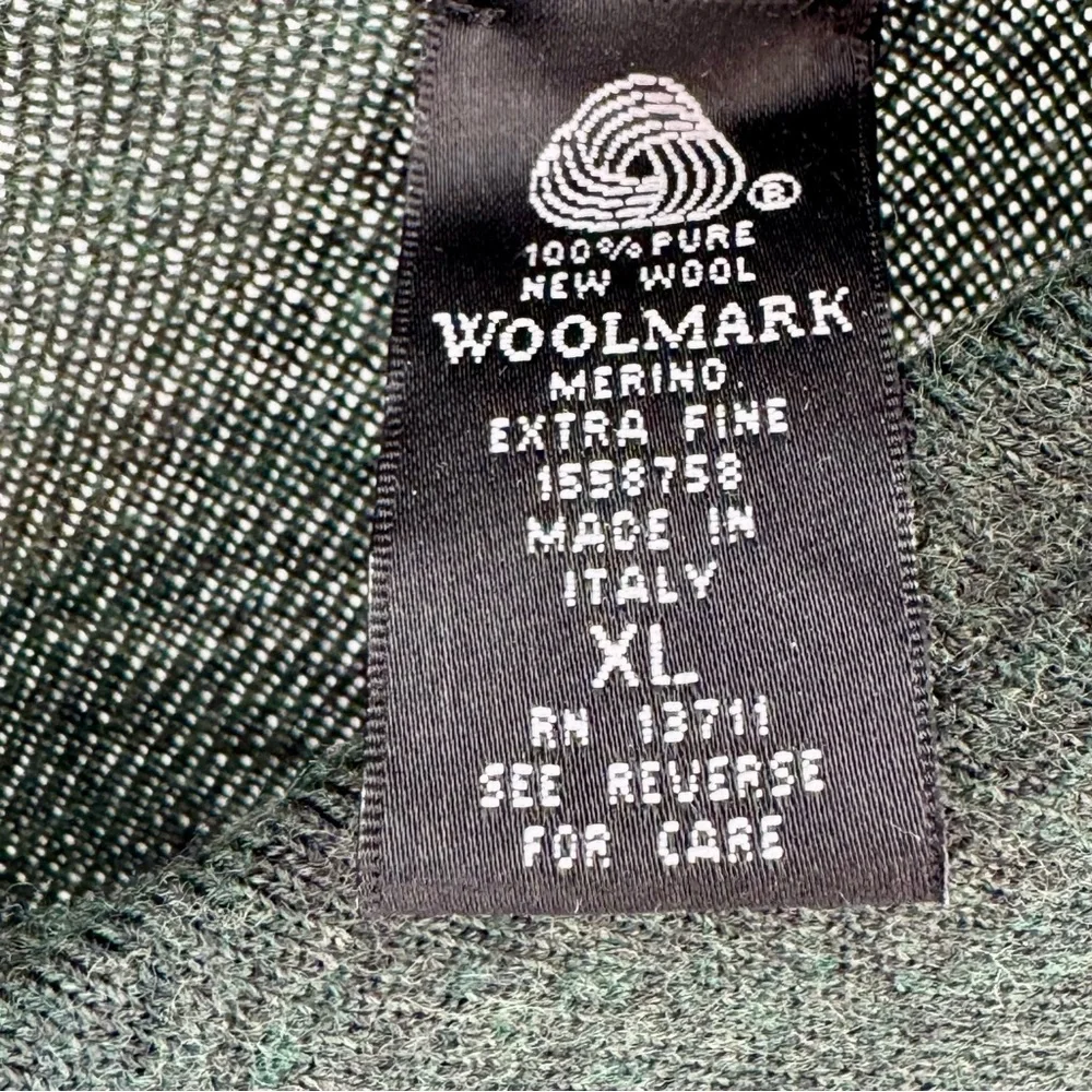 Brandini Forest Green Polo Sweater Extra Fine Merino Wool Classic Collar Size XL